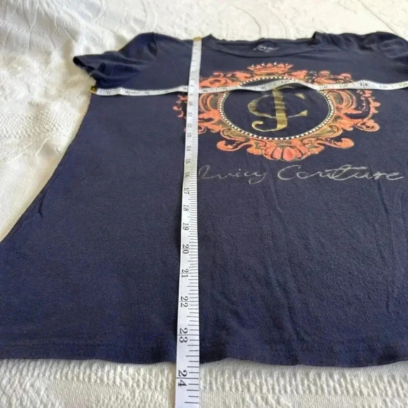 Y2K Juicy Couture Bedazzled Rhinestone Crown Logo Gold Pink Blue T-shirt Size M - Picture 6 of 12